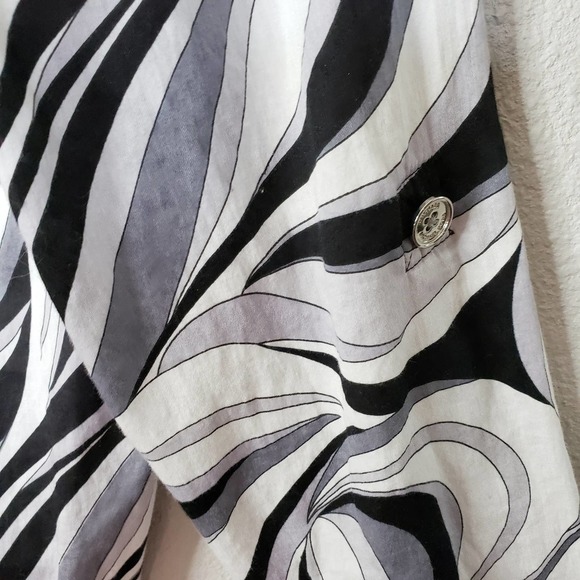 Michael Kors Geometric Roll Up Long Sleeve Blouse - Picture 3 of 7